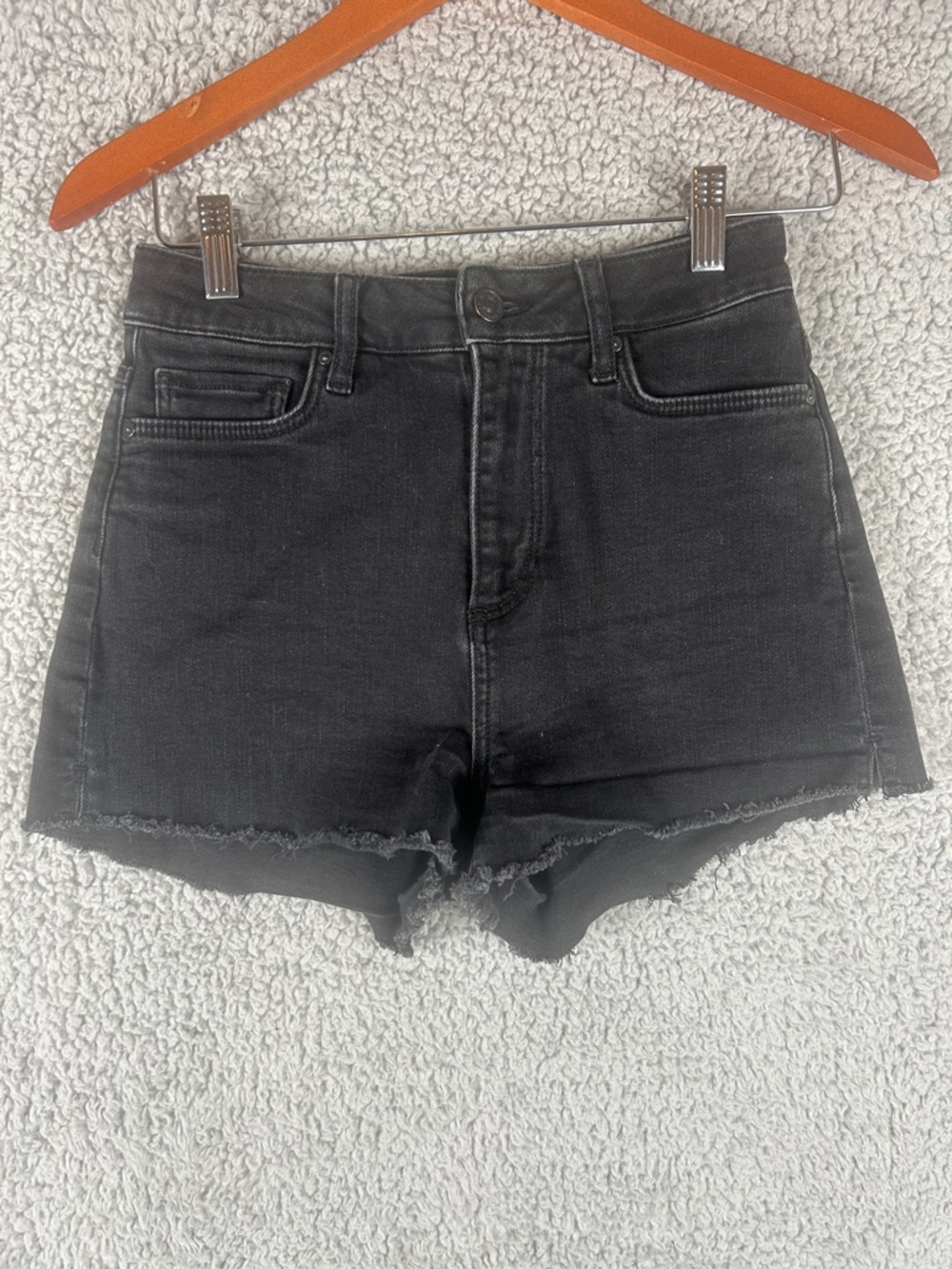 Paige Margot Short Raw Hem Black Denim Short Size 26 - Picture 1 of 15
